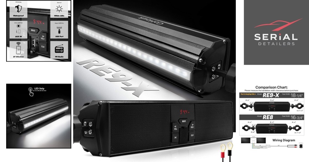 Dynamic Waterproof Motorcycle Audio System with Bluetooth and LED Lightshow