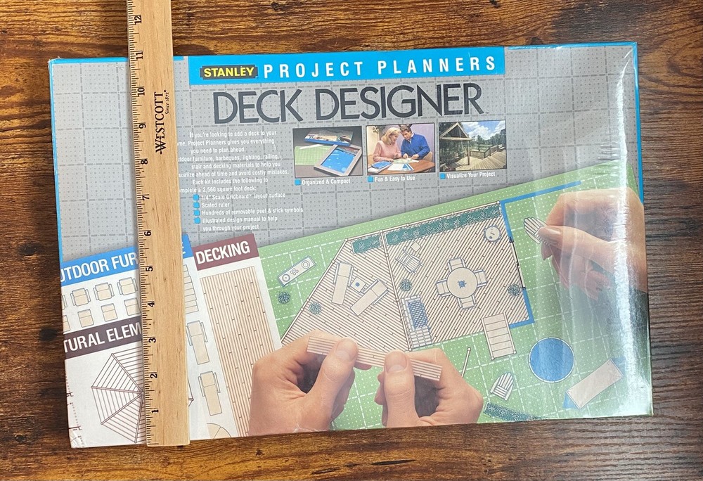 Stanley Project Planners Deck Designer (1988) NOS 1/4” Scale Grid, Manual Plus