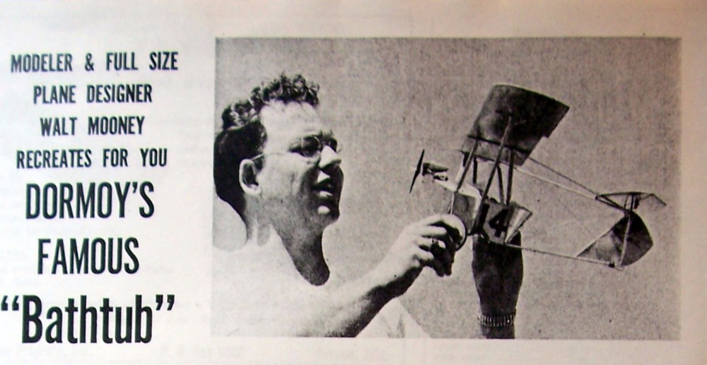 DORMOY BATHTUB PLANS + BUILDING ARTICLE for a 28" FF Model Airplane