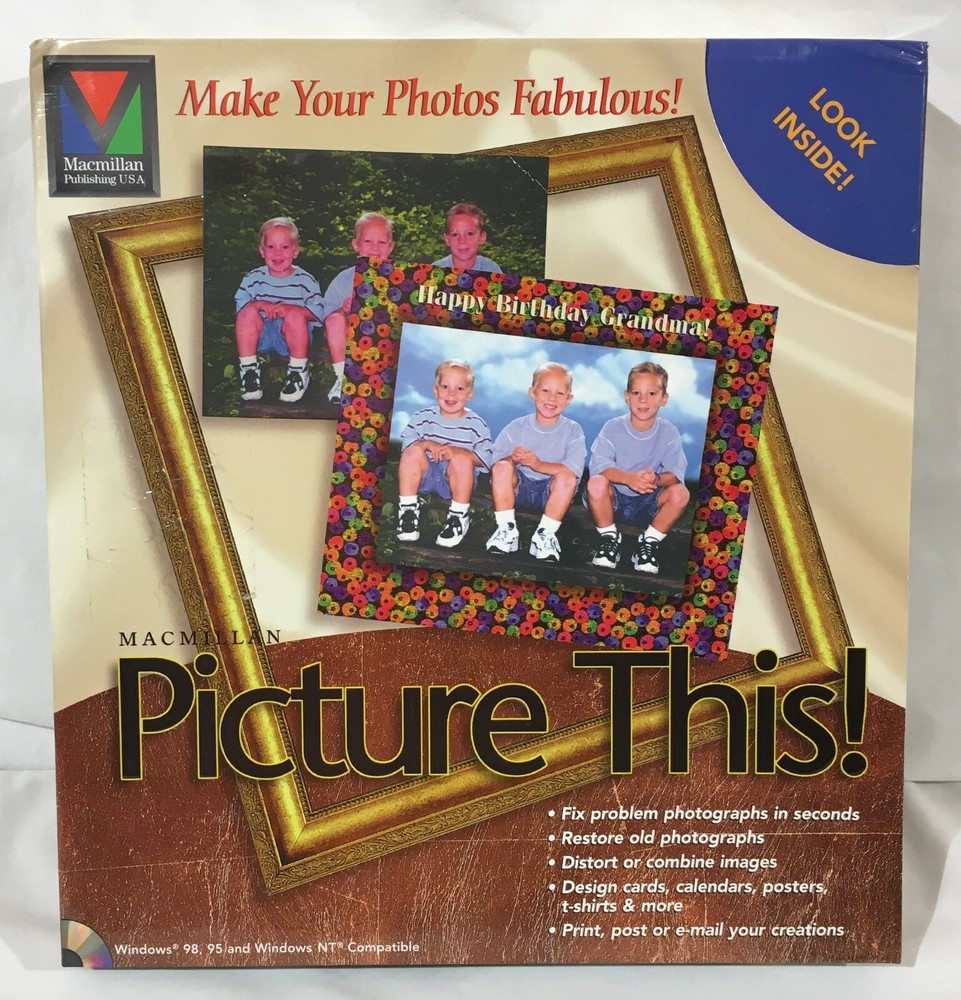 Picture This! Macmillan CD-ROM Photo Editing Software Windows 95 98 NT Complete