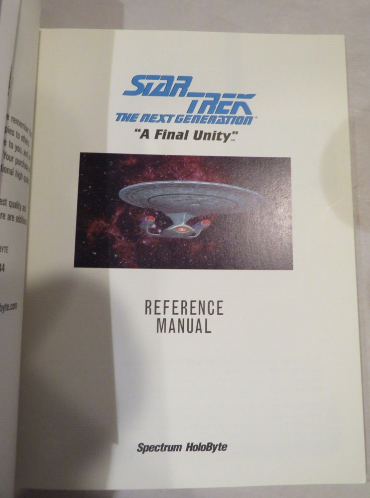 Star Trek The Next Generation "A Final Unity" Reference Manual Spectrum HoloByte