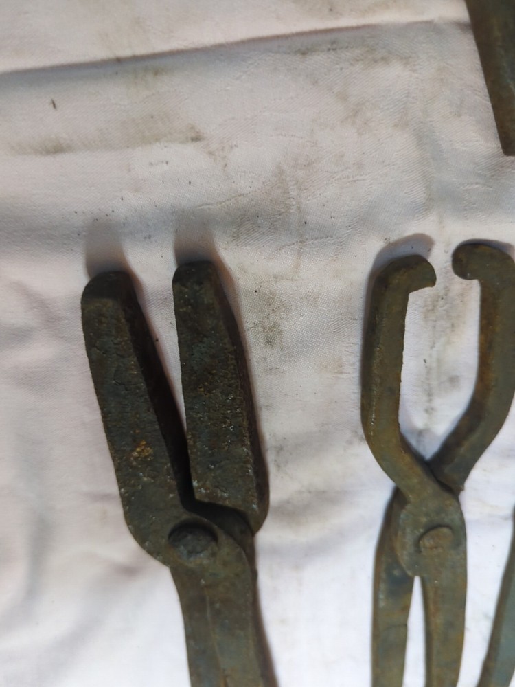 Set Of Antique Blacksmith Tongs & Forging Tools