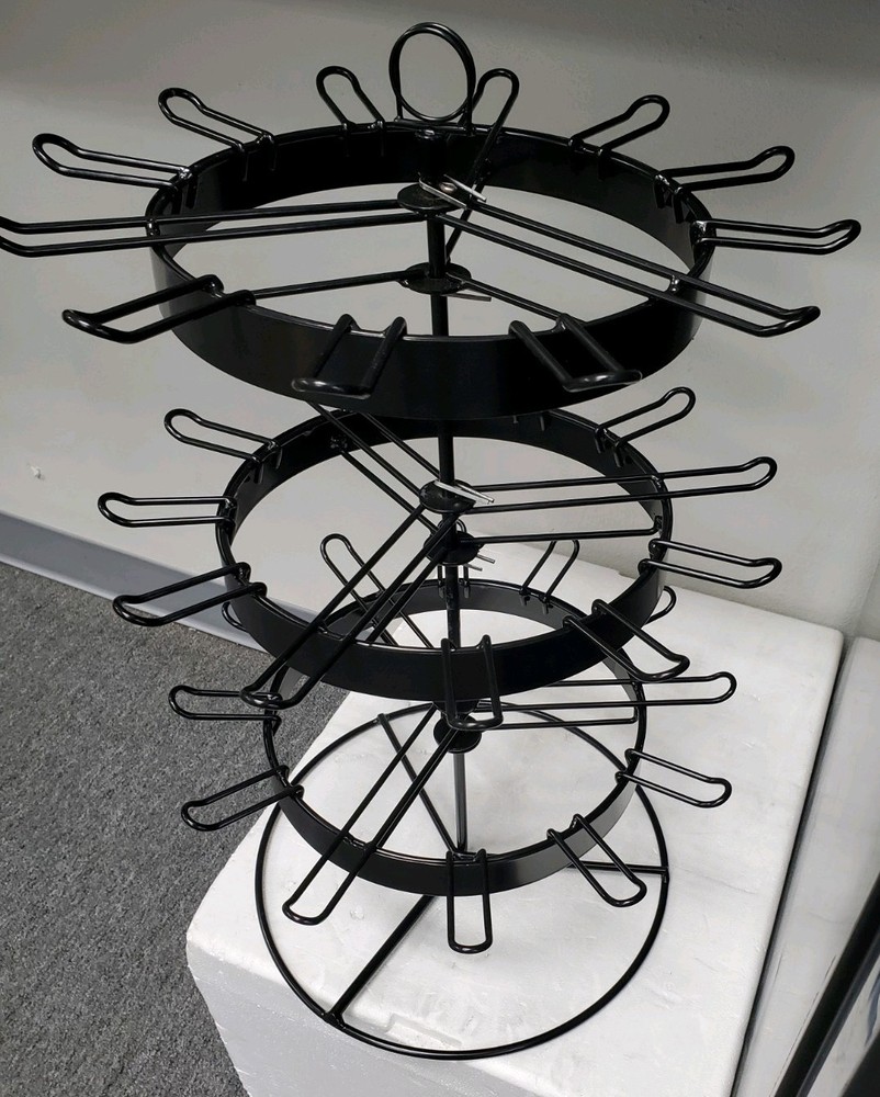 Countertop Round Spinning Display Rack, 36 Hooks, 3 tier