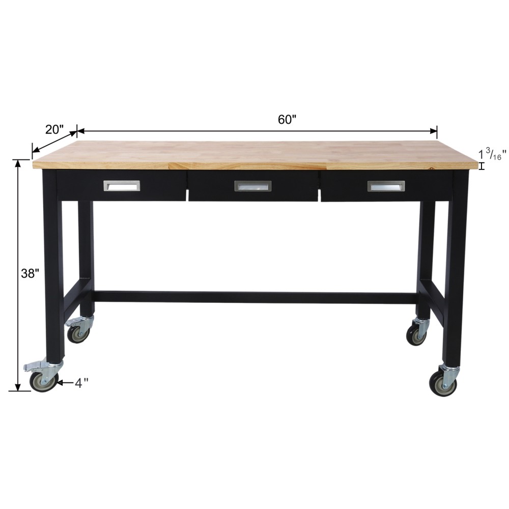 Heavy Duty Workbench-Rolling Work Table w/Drawer Storage for Garage &Home Office