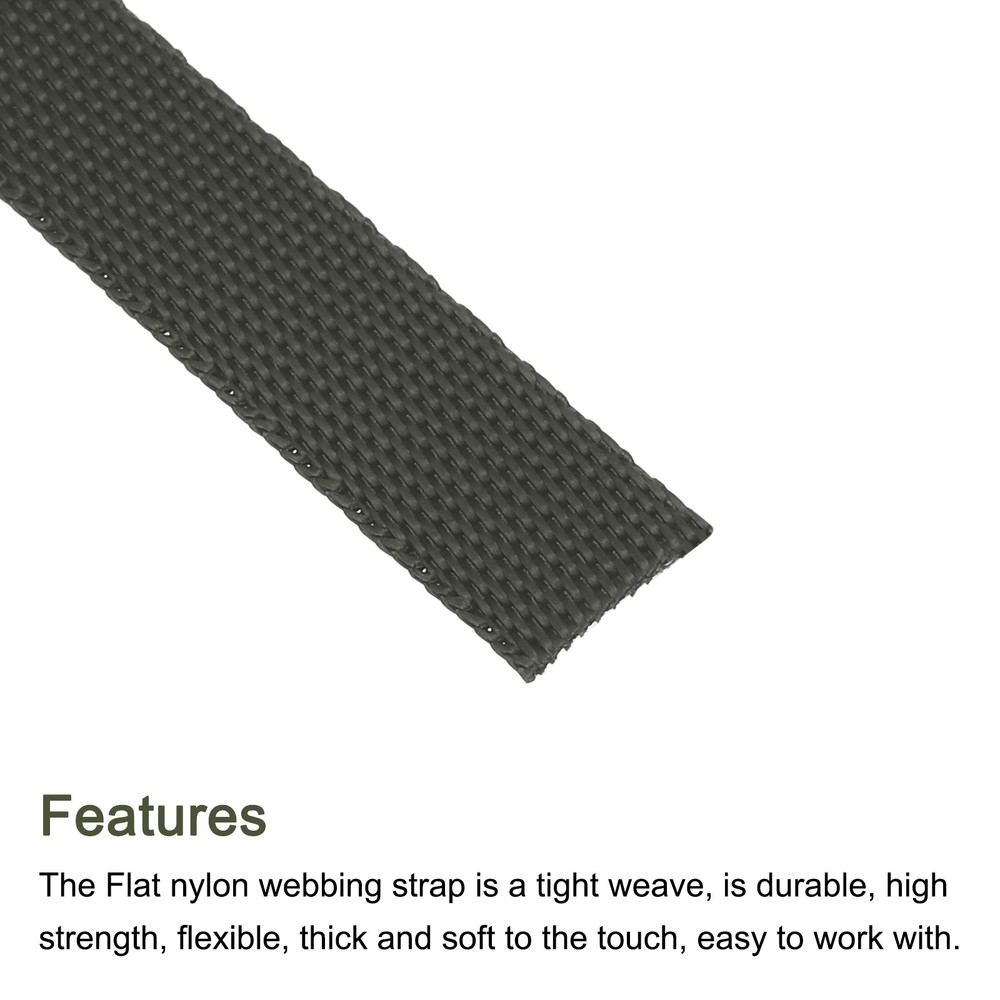 Flat Nylon Webbing Strap 3/8 Inch 10 Yards Ink Black for Backpack