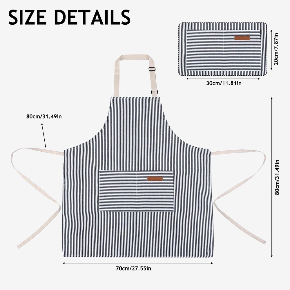 3 Pack Kitchen Cooking Aprons, Adjustable Bib Chef Apron with 2 Pockets for W...