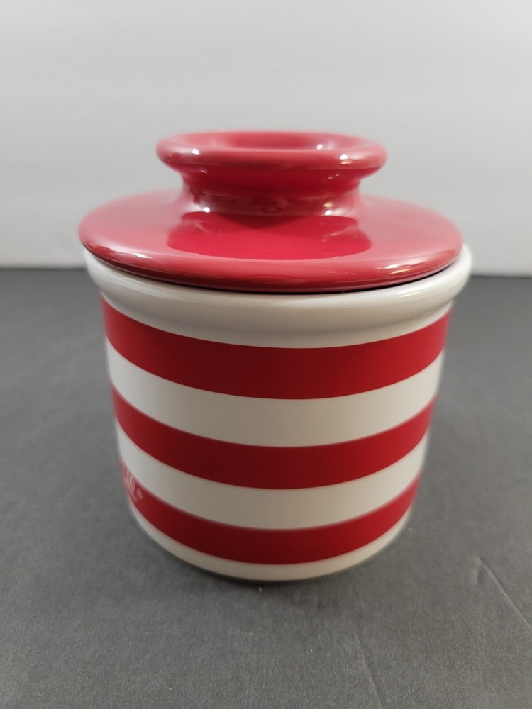 Nautical Red Striped Butter Bell Crock