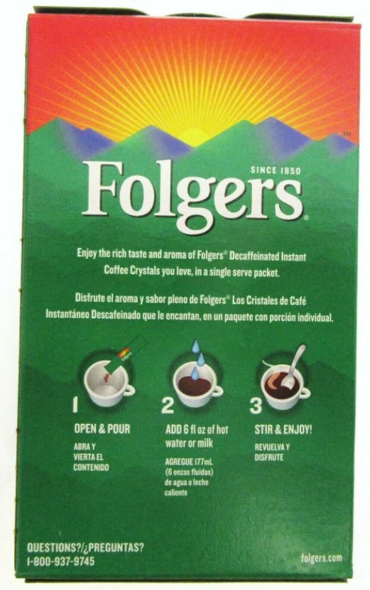Folgers Classic Decaf Instant Medium Roast Coffee 3 Boxes/18 Packets