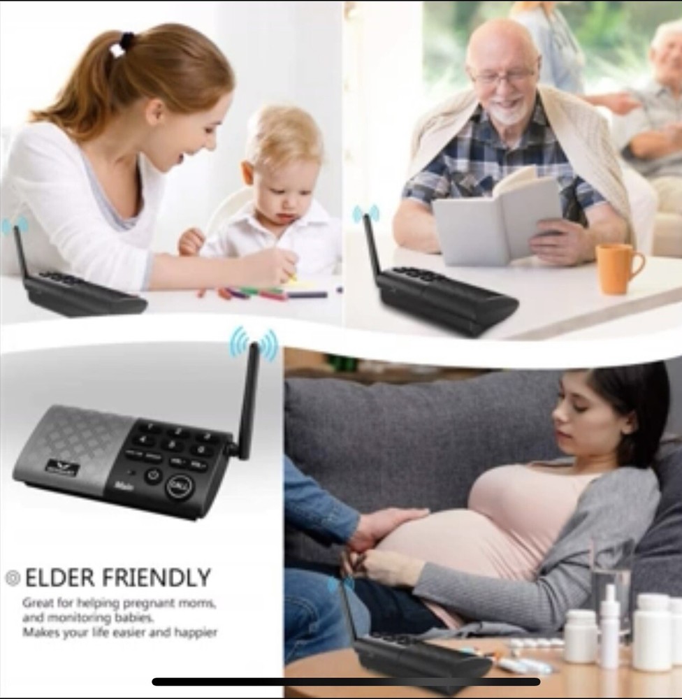 Set Of 4 eMacros MC-616M Black Digital Wireless Intercom System Black