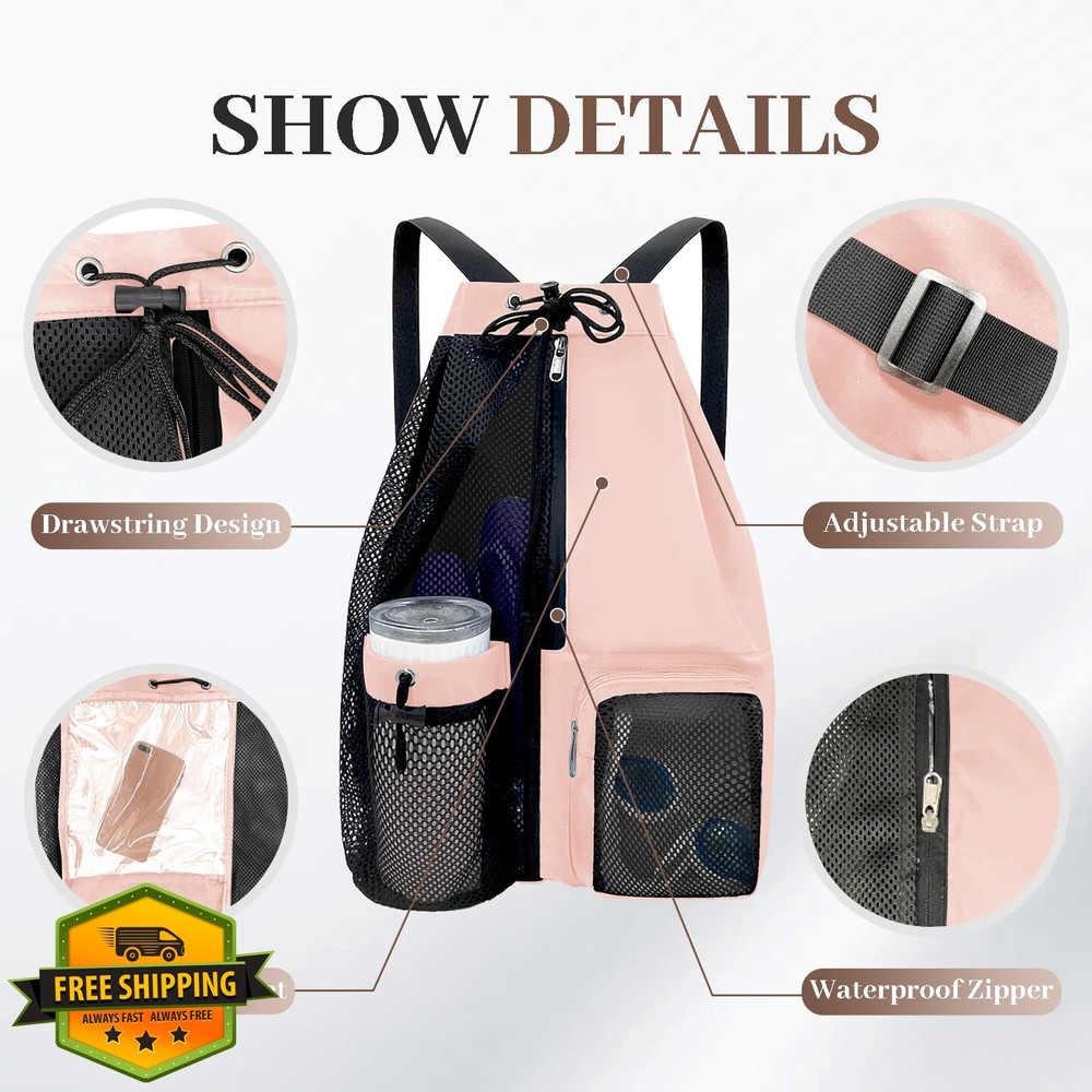 YUHAN PRETTY Beach Backpack Wet Pocket Mesh