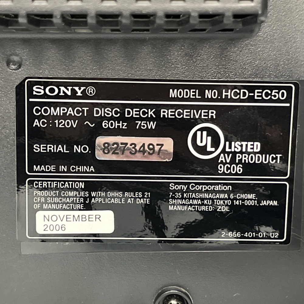 Sony MHC-EC50 Component System 3 Disc CD Player AM/FM - Cassette Not Working