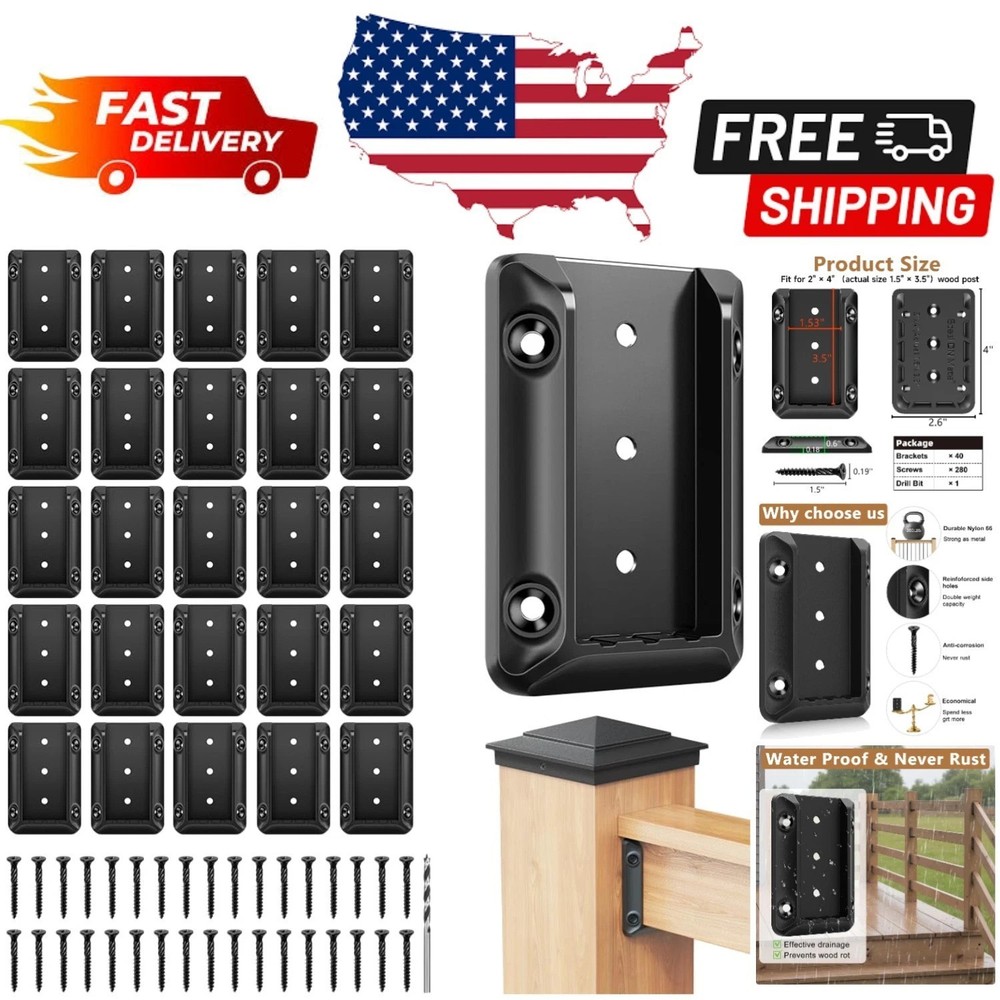 Heavy Duty 40-PC Deck Railing Brackets Set - Simple Installation & Stronghold