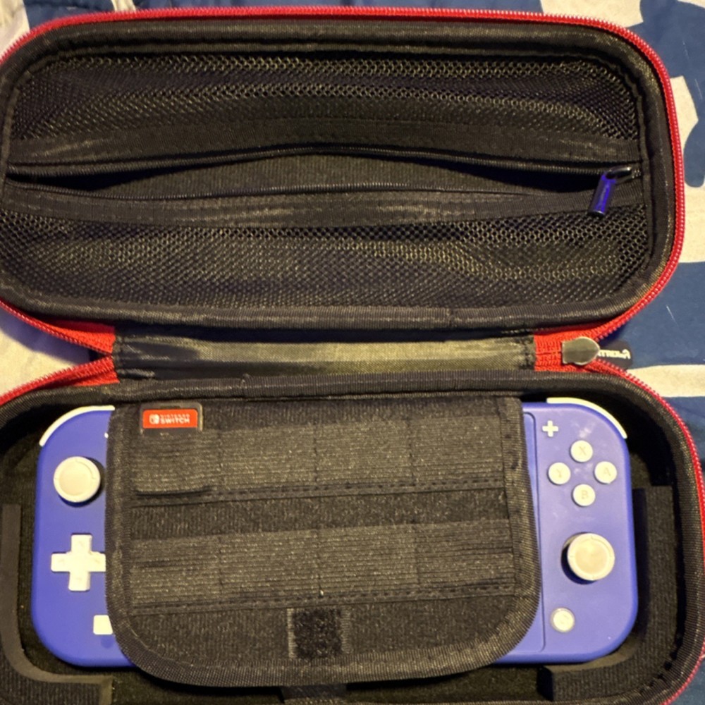 Nintendo Switch Lite Console Blue with Carrying Case & Game Cartridge Bundle