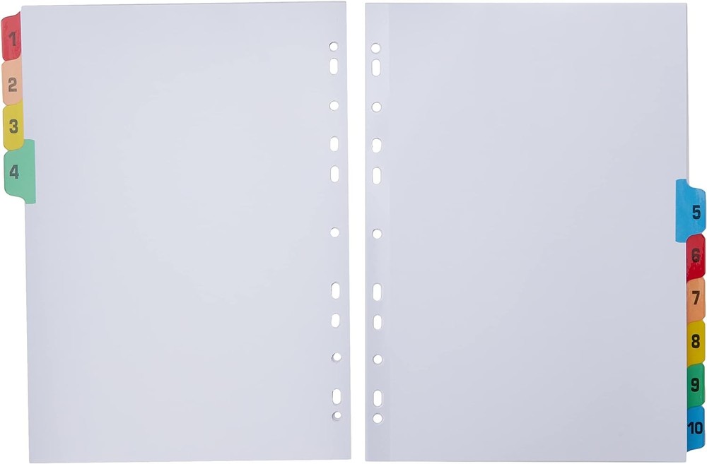 Q-Connect 1-10 Index Multi-punched Reinforced Board Multi-Colour Numbered Tabs A