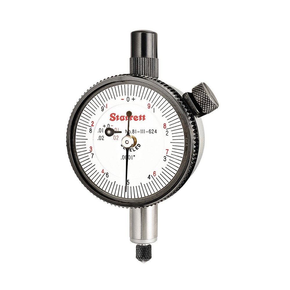 Starrett 81-111-624J Dial Indicator with Dual Row Scale, 0–0.025" Range