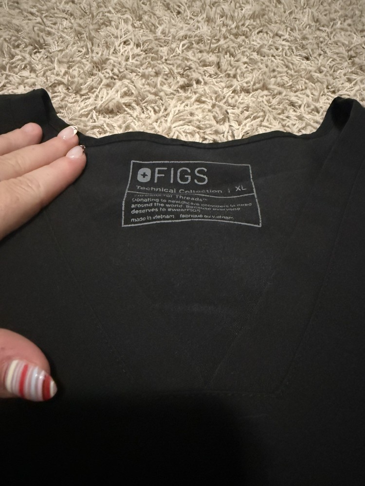 Figs Casma Technical Collection Black Scrub Top Womens XL