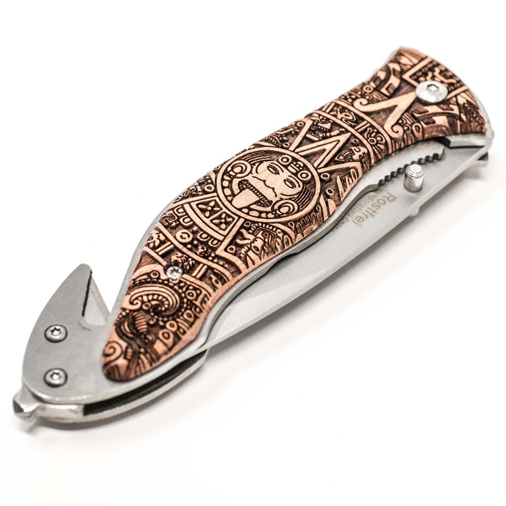 Knife - Aztec Calendar 138 Double Sided Engraving
