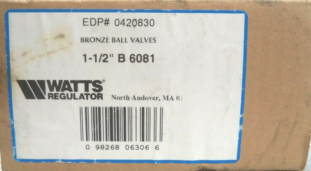 Watts 1-1/2 inch Emergency Depressurization Bronze Ball Solder Valve pn B6081