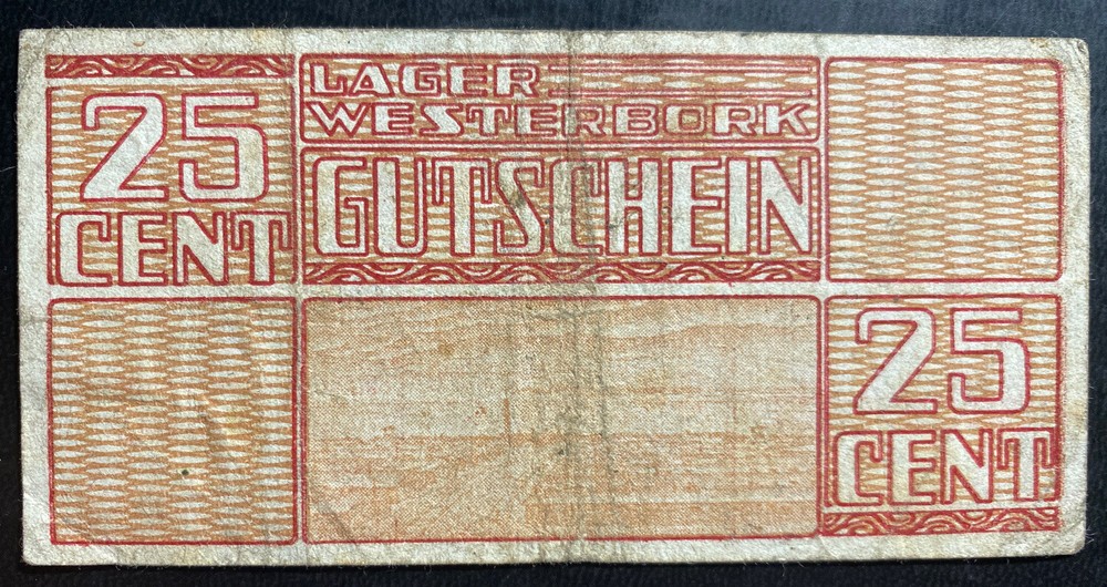 25 Cent Netherlands Westerbork Concentration Camp Currency Bill Note kz 1