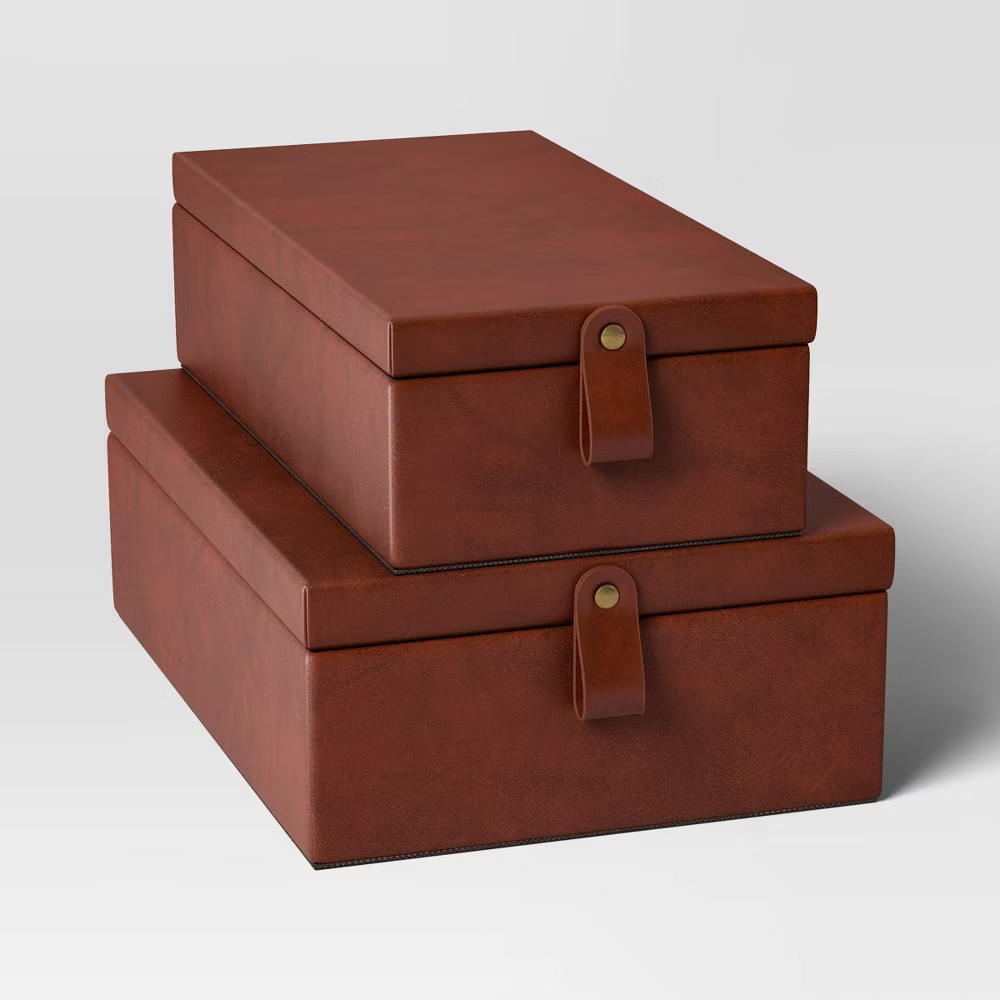Faux Leather Storage Box Set - Threshold