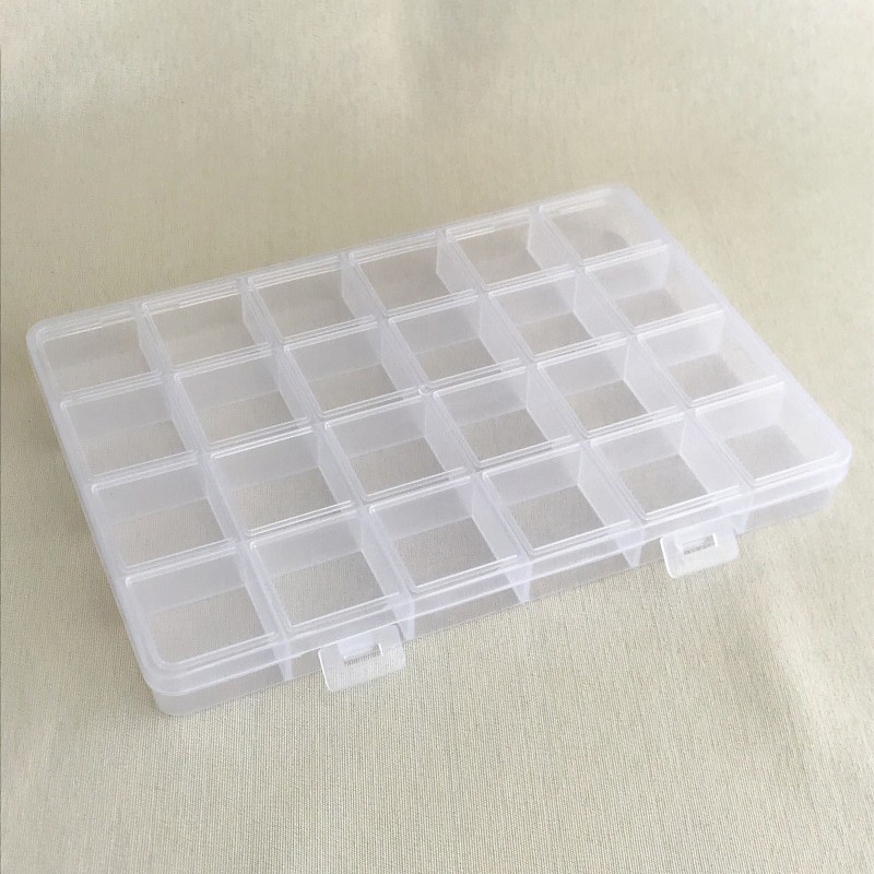 Practical 24 Grid Compartment Plastic Transparent Jewelry Earring Storage Box