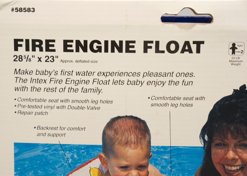 Vtg 1995 Wet Set Intex Fire Engine Ride On Inflatable Pool Float Fireman #58583