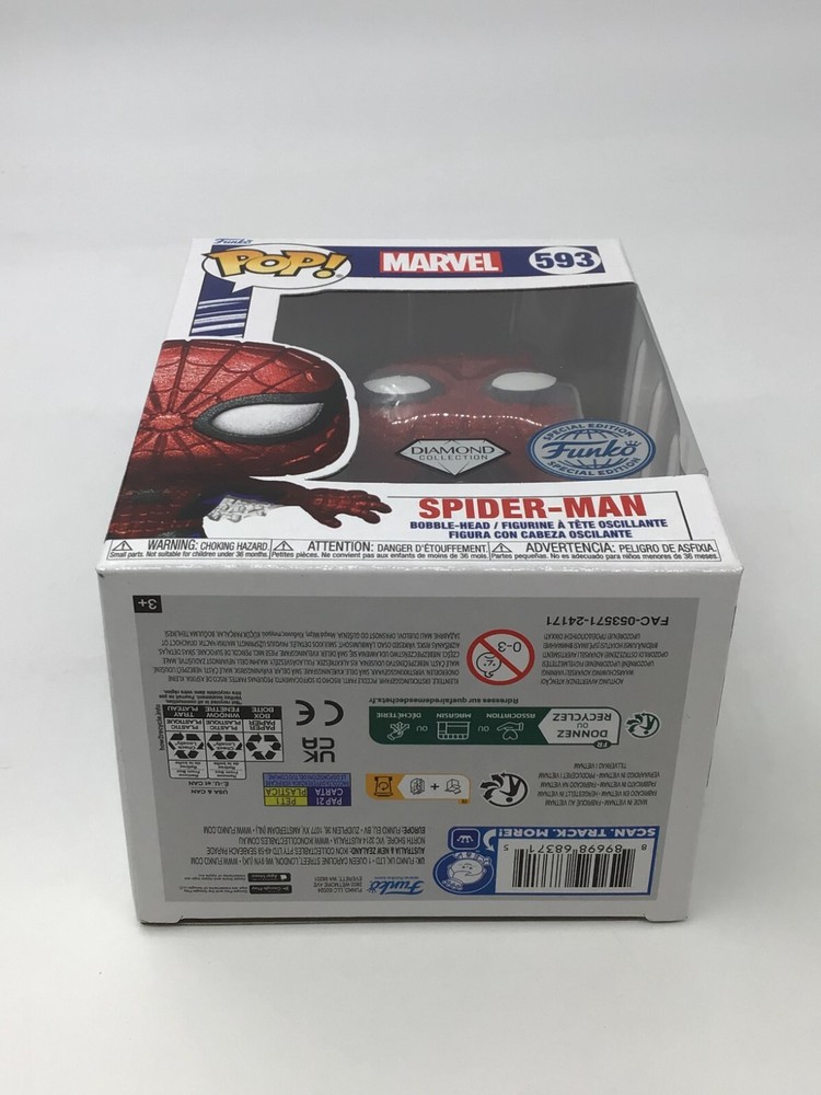 Funko Pop! Marvel Spider-Man Glitter #593 Diamond Special Edition with Protector