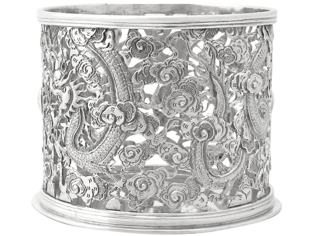 Chinese Export Silver Bottle Coaster - Antique Circa 1900