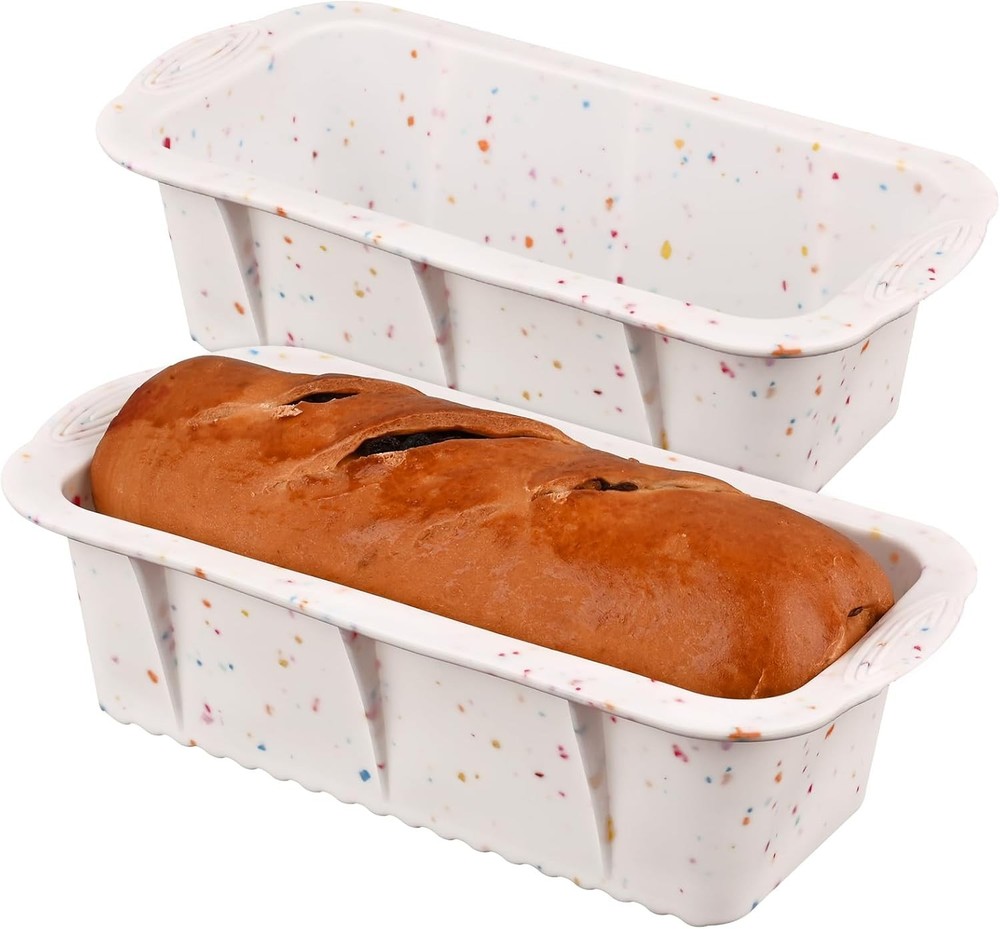 2 Pack Nonstick Silicone Loaf Molds - Easy Release Rectangle Baking Pans
