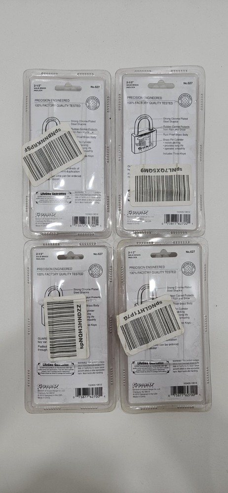 Guard Security Solid Brass Padlock 2 1/2" Lot of 4