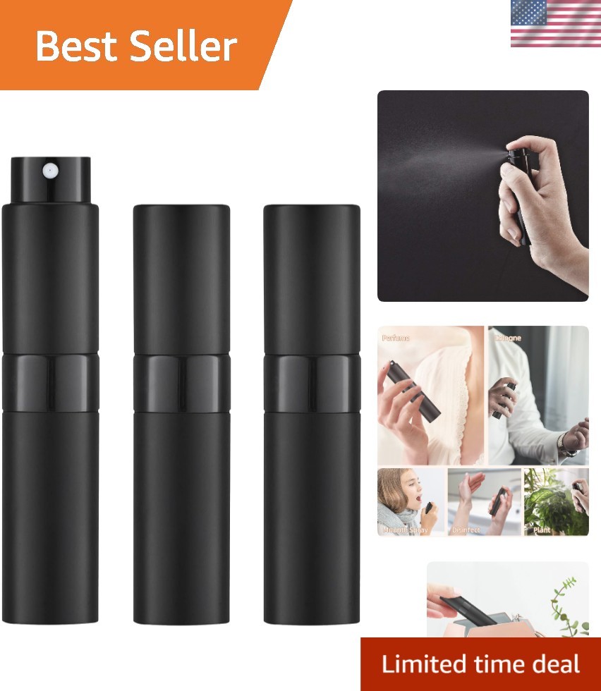 8ML Perfume Spray Bottle Black 3 Pack