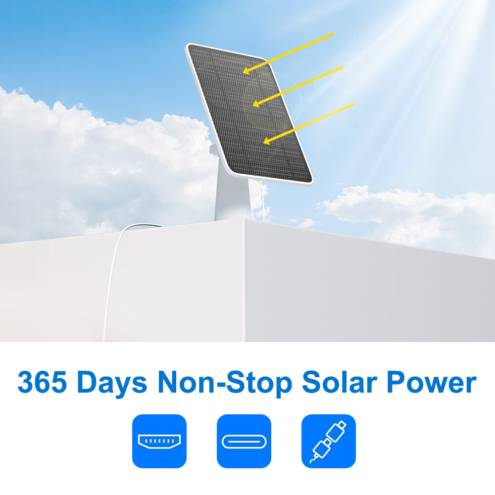 1-4Pcs Solar Panel Charge with USB Power Cable for Eufy Camera Micro USB Type-C