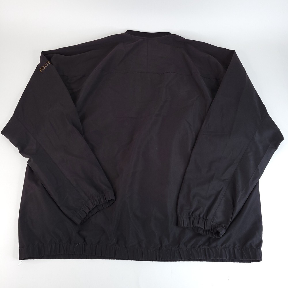 Footjoy Jacket Mens Medium Black Performance Golf Pullover Gold Sleeve Spell Out