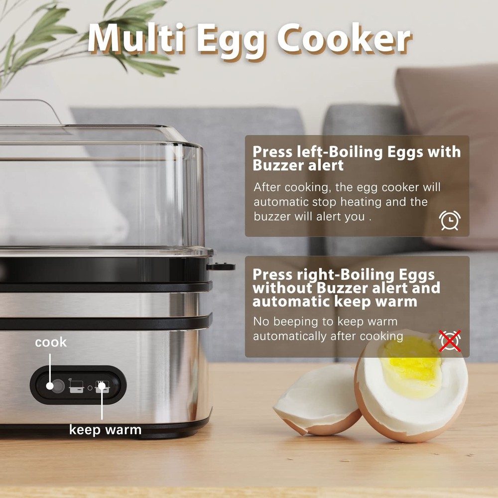 Evoloop Rapid Egg Cooker Electric 6 Eggs Capacity, Soft, Medium, Hard Boiled,