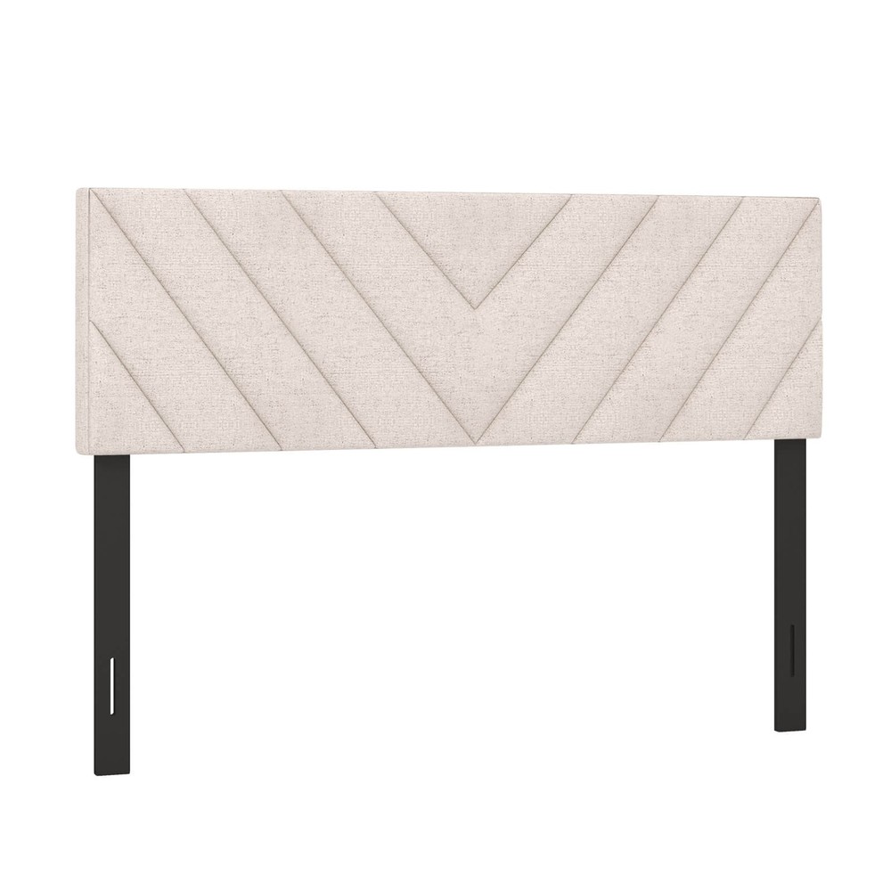 Linen Fabric Upholstered Headboard Rectangular Headboard w/ Solid Wood Legs