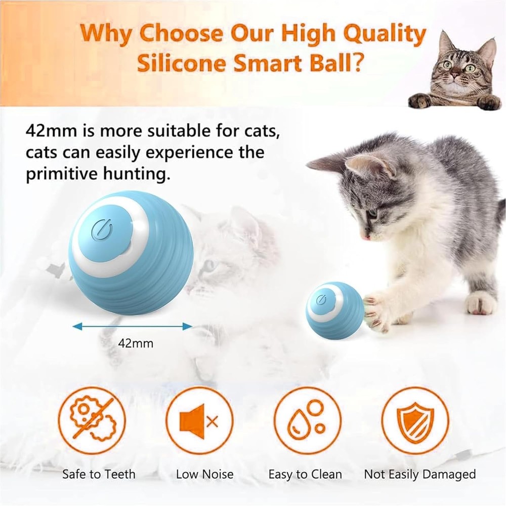 Trumoon Interactive Cat Toy, Automatic 360 Self-Rotating Rolling Ball for Indoor