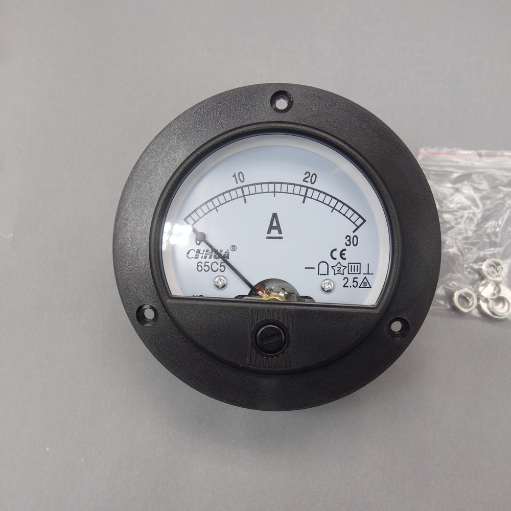 DC 30A Round Analog Ammeter Panel AMP Current Meter Dia. 90mm Direct Connect