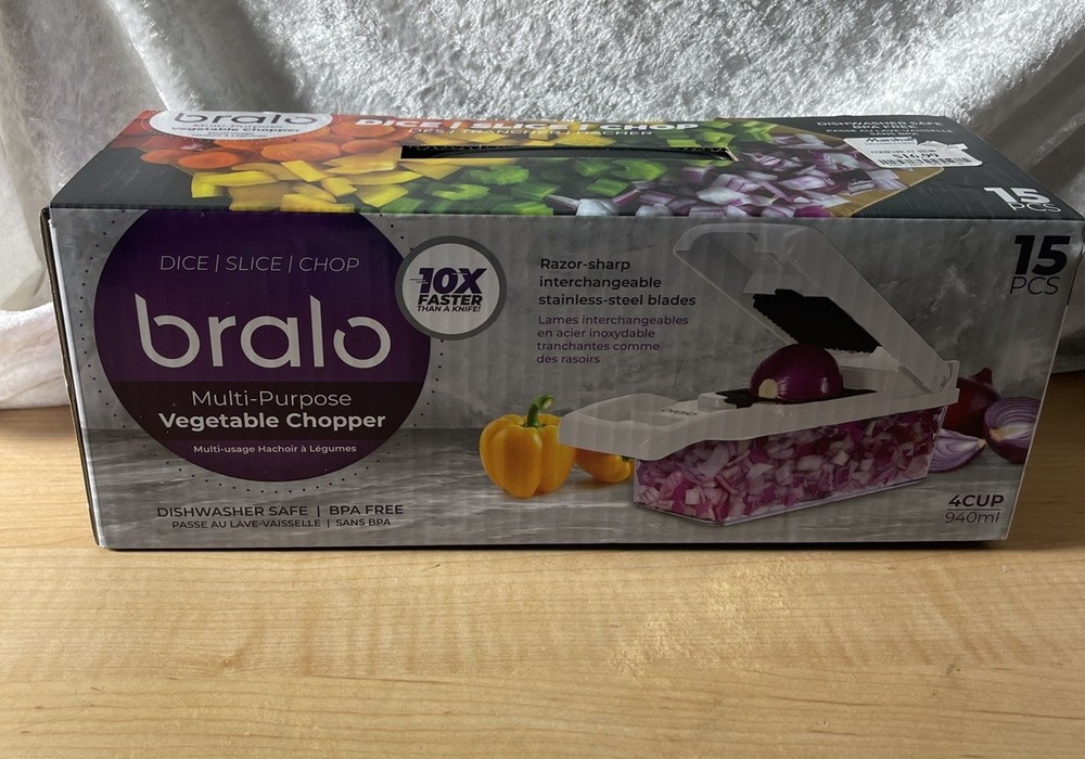 🆕 Bralo Multi-purpose Vegetable Chopper 15 Pieces  White