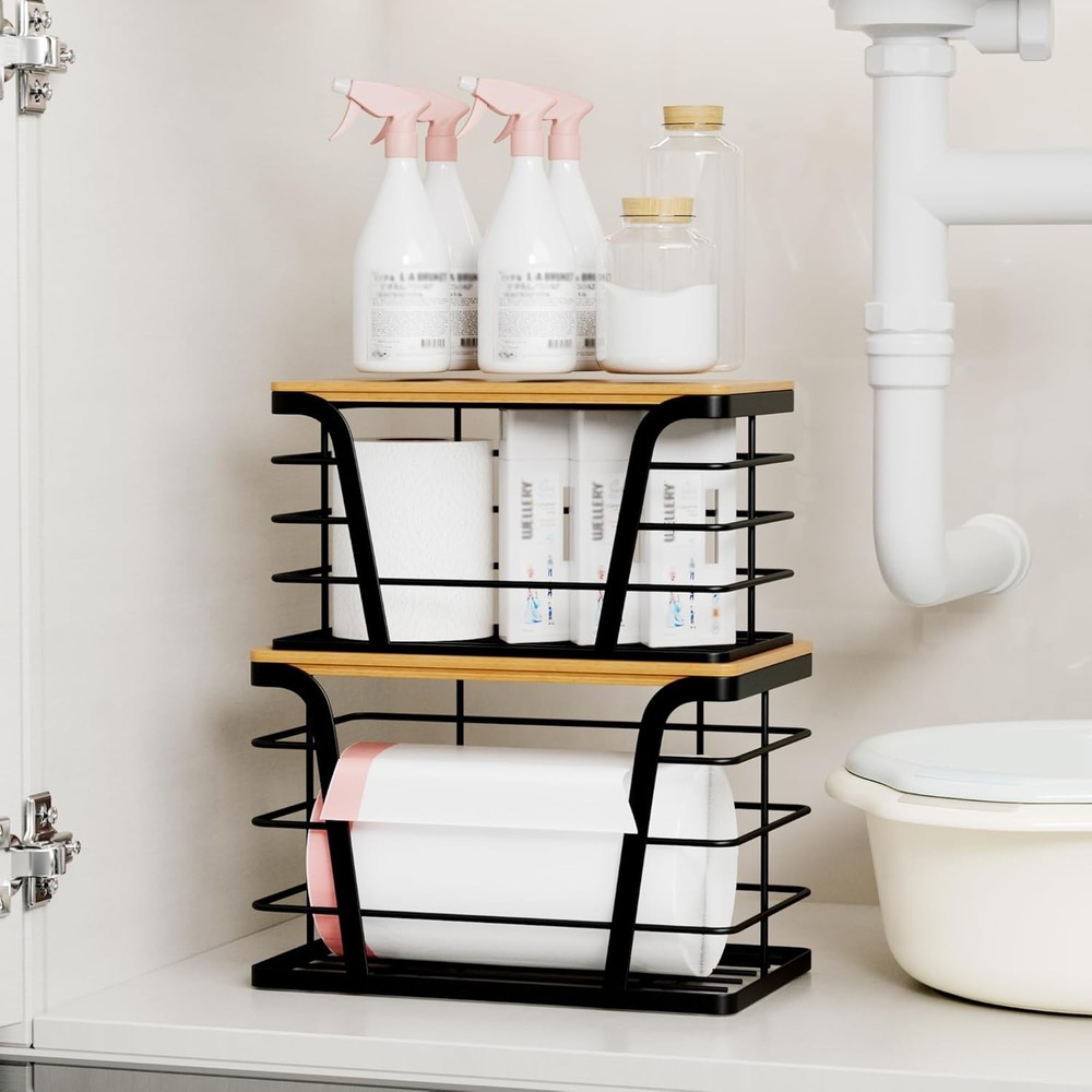 2-Piece Stackable Storage Rack, Wall-Mounted, No Drilling Required