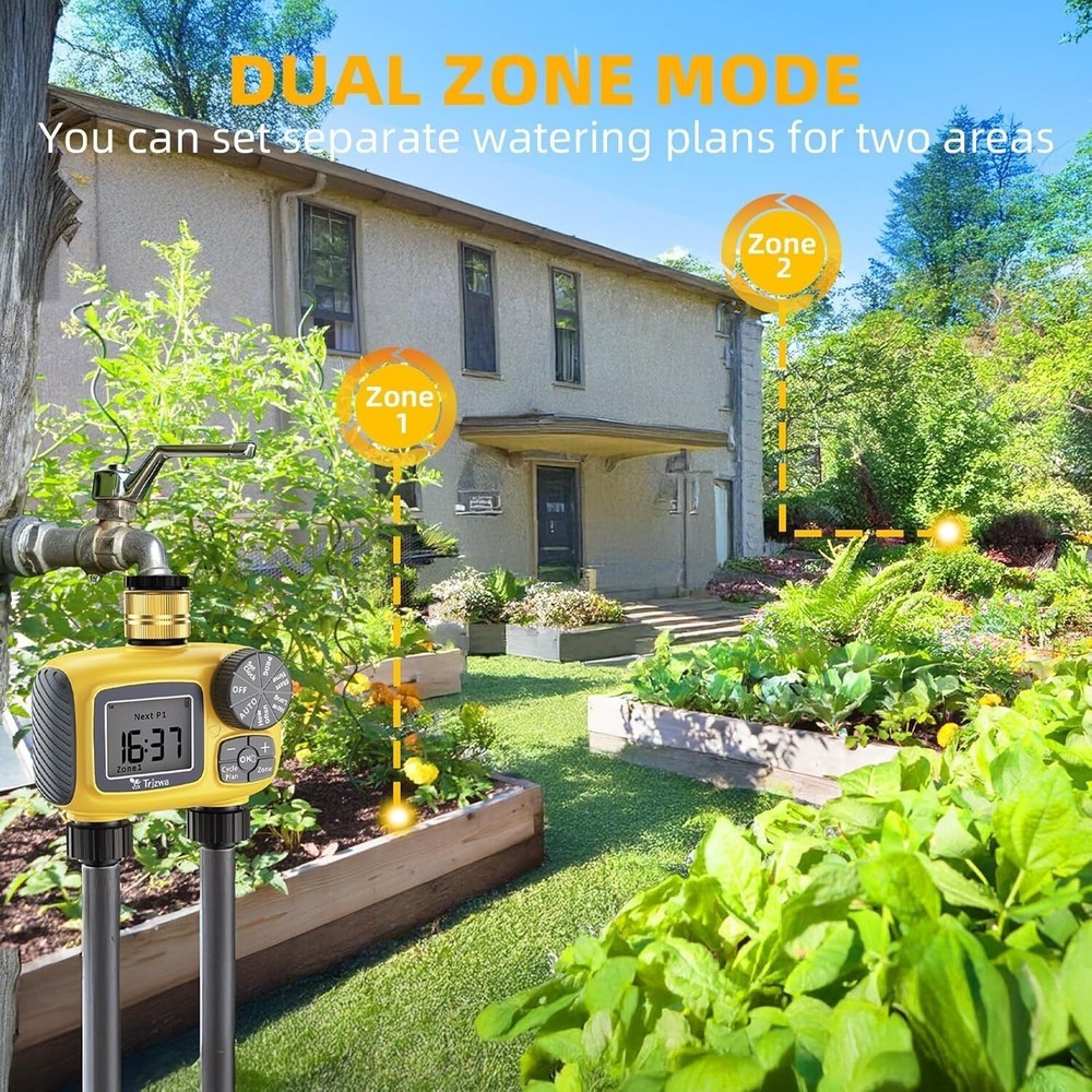 Programmable Water Hose Sprinkler Timer 2 Zone Garden Drip Irrigation Timer