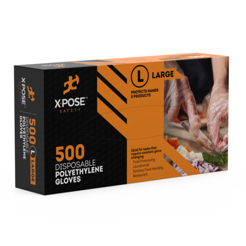 Clear Poly Gloves -Transparent, Non Latex, Size Medium and Large