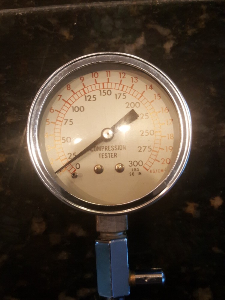 Vintage Compression Tester 60' s, Chrome, Blue