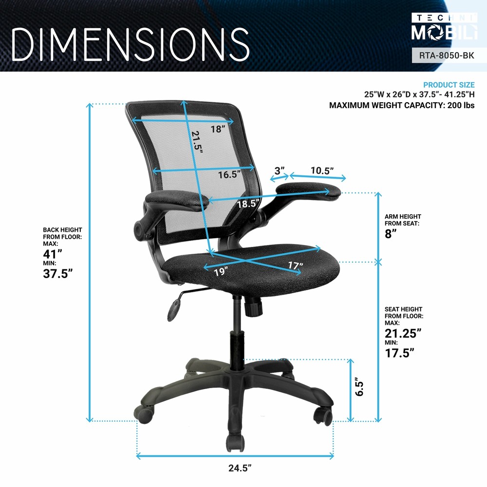 Techni Mobili Nylon Base Task Office Chair
