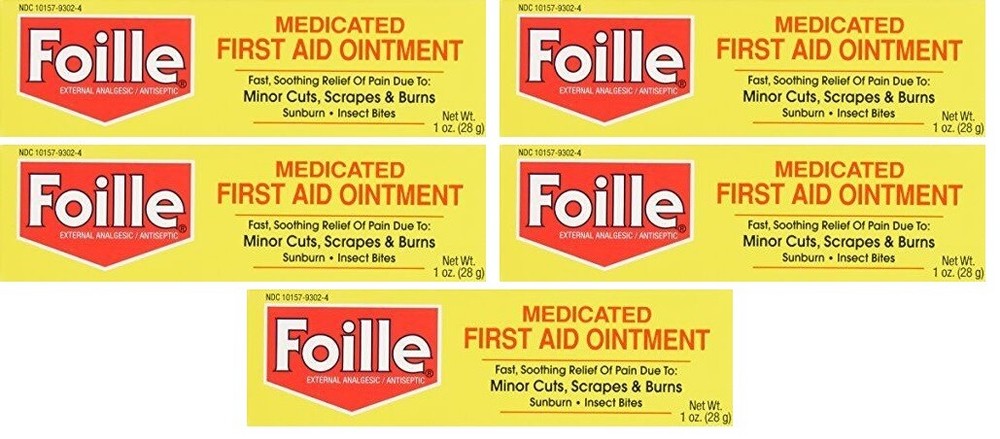 5 Pack Foille Medicated First Aid Ointment 1 Ounce Each