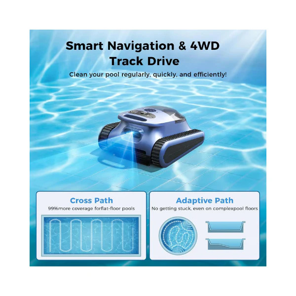 Automatic Robotic Pool Cleaner - 3 in 1 Cordless Pool Vacuum for Inground Pools