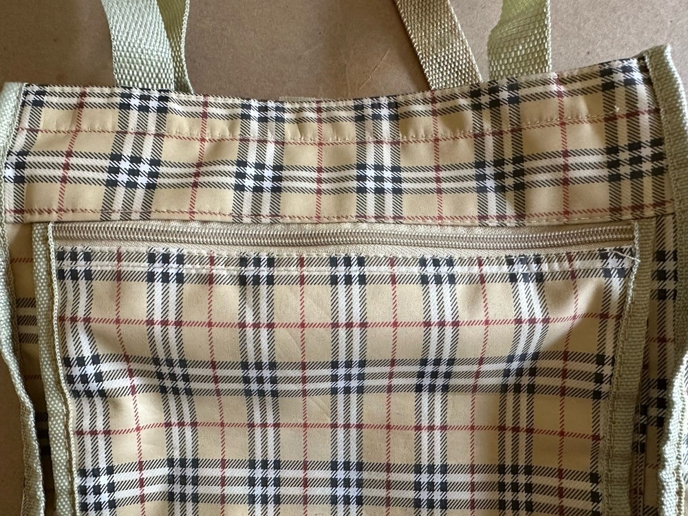 Vintage Tote Bag Designer House Check Pattern