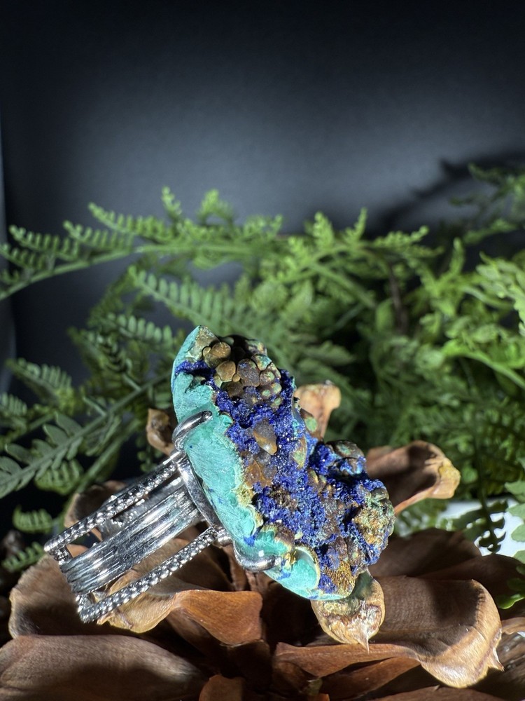 Azurite Ring Jewelry, Unique handmade crystal ring，Adjustable Ring