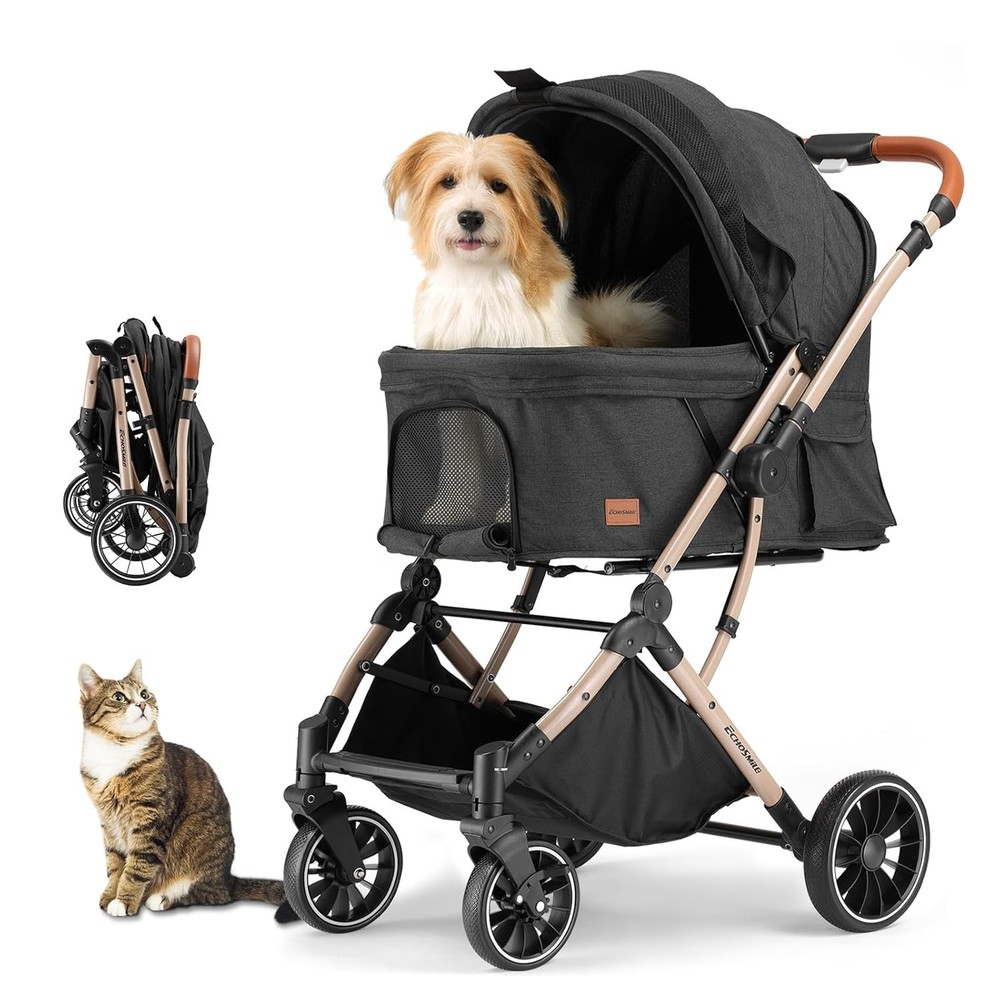EchoSmile Small Medium Dogs Stroller 4-Wheel Pet Strollers for Medium #2154E T6
