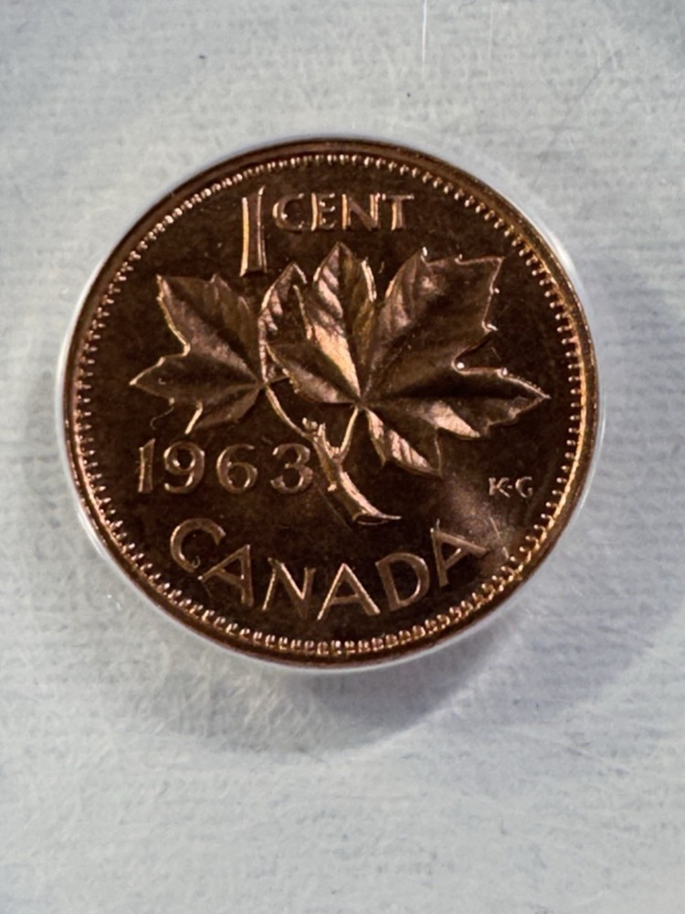 1963 Canada 1 Cent Proof Like Graded MS 68 RD by ANACS