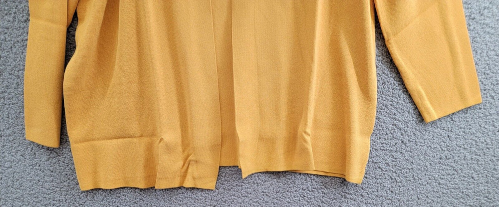 Kasper Open-Front Long-Sleeve Sweater Women's Large Gold Signature Solid